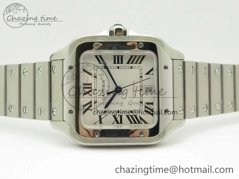 Santos de Cartier 40mm 2018 GF 1:1 Best Edition White Dial on SS SmartLinks Bracelet MIYOTA 9015 (Free Leather) Trendsetting 6164