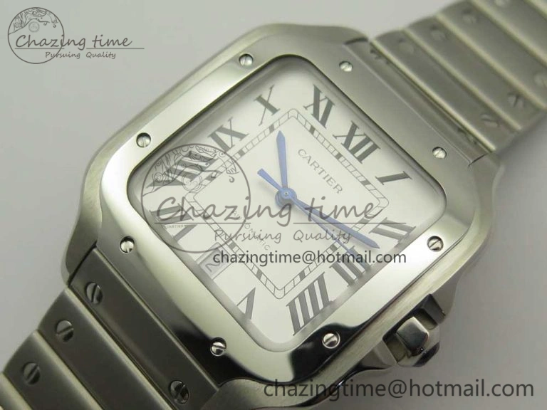 Santos de Cartier 40mm 2018 GF 1:1 Best Edition White Dial on SS SmartLinks Bracelet MIYOTA 9015 (Free Leather) Trendsetting 6164