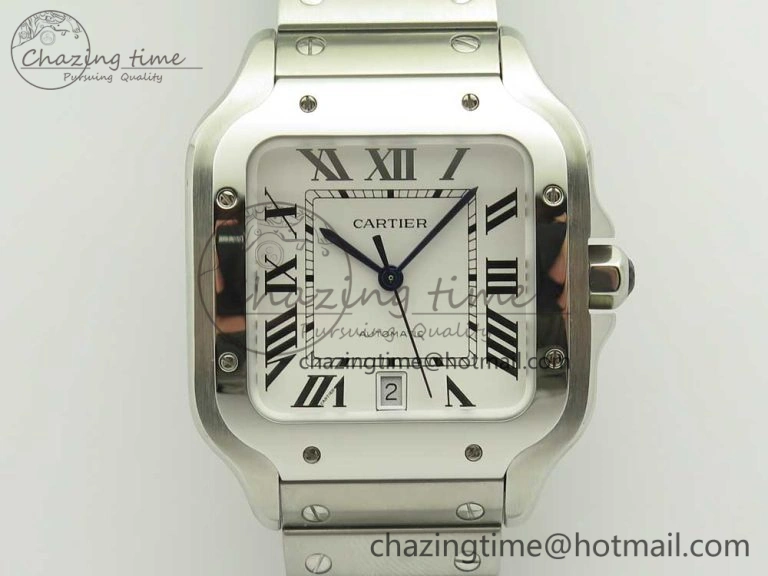 Santos de Cartier 40mm 2018 GF 1:1 Best Edition White Dial on SS SmartLinks Bracelet MIYOTA 9015 (Free Leather) Trendsetting 6164