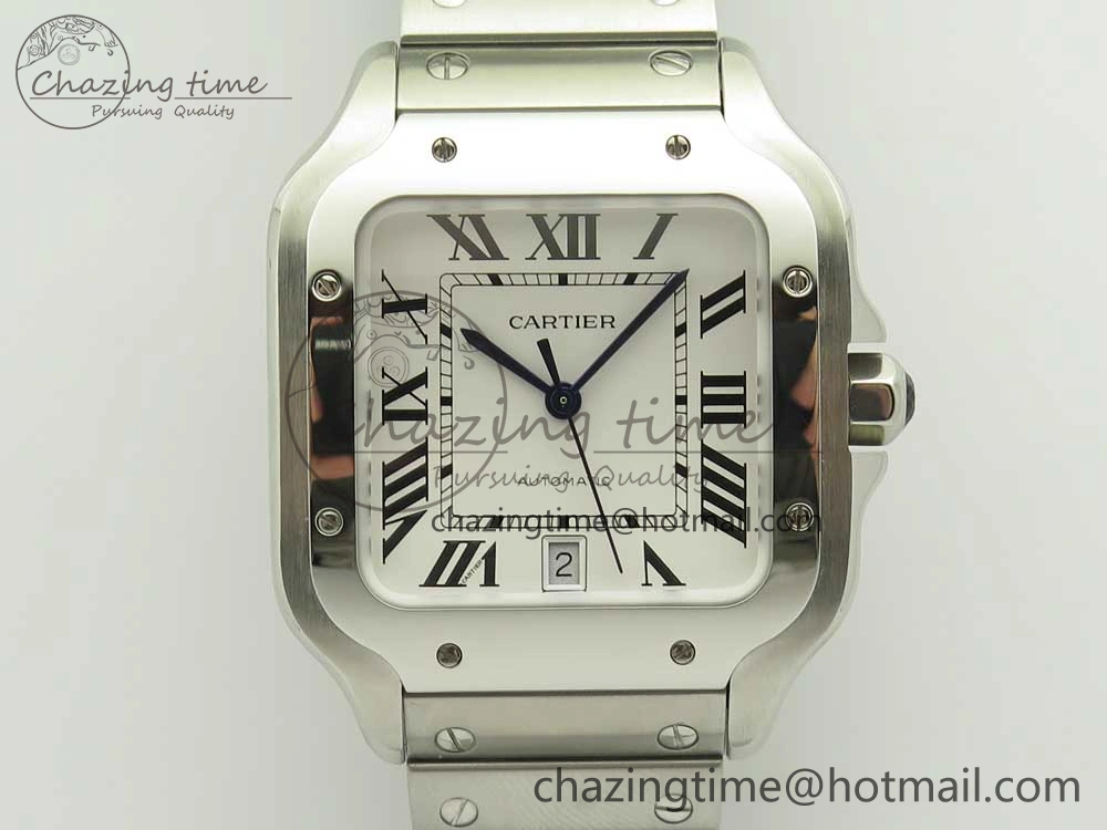 Santos de Cartier 40mm 2018 GF 1:1 Best Edition White Dial on SS SmartLinks Bracelet MIYOTA 9015 (Free Leather) Trendsetting 6164