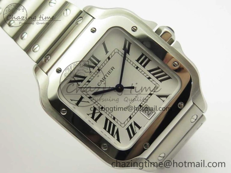 Santos de Cartier 40mm 2018 GF 1:1 Best Edition White Dial on SS SmartLinks Bracelet MIYOTA 9015 (Free Leather) Trendsetting 6164
