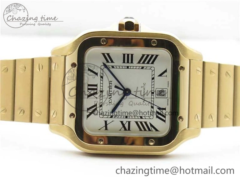 Santos de Cartier 40mm 2018 RG RXW 1:1 Best Edition White Dial on SmartLinks Bracelet MIYOTA Bright 6102