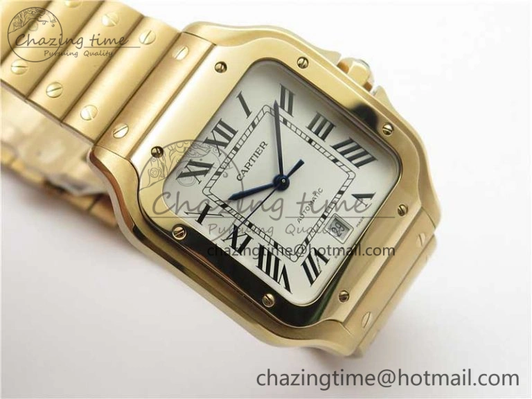 Santos de Cartier 40mm 2018 RG RXW 1:1 Best Edition White Dial on SmartLinks Bracelet MIYOTA Bright 6102