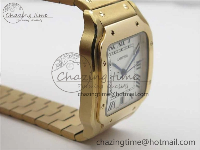 Santos de Cartier 40mm 2018 RG RXW 1:1 Best Edition White Dial on SmartLinks Bracelet MIYOTA Bright 6102