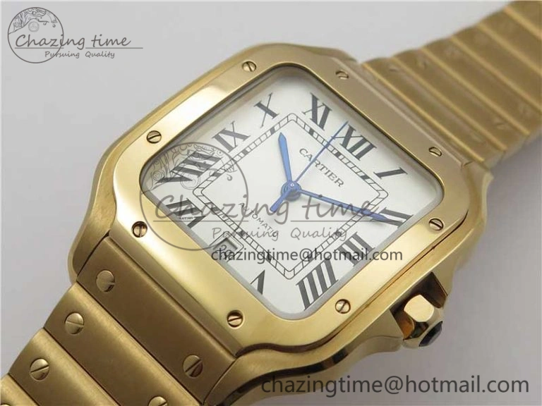 Santos de Cartier 40mm 2018 RG RXW 1:1 Best Edition White Dial on SmartLinks Bracelet MIYOTA Bright 6102