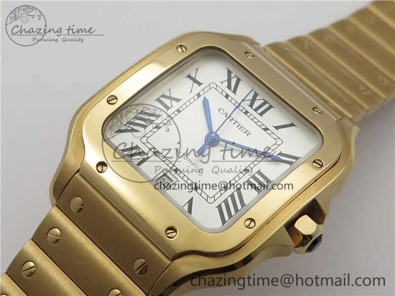 Santos de Cartier 40mm 2018 RG RXW 1:1 Best Edition White Dial on SmartLinks Bracelet MIYOTA Bright 6102