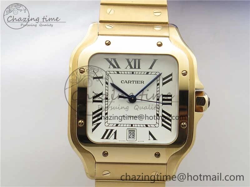 Santos de Cartier 40mm 2018 RG RXW 1:1 Best Edition White Dial on SmartLinks Bracelet MIYOTA Bright 6102