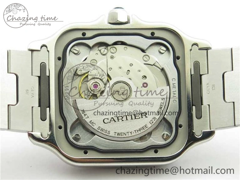Thermal Santos de Cartier 40mm 2018 RXW 1:1 Best Edition Blue Dial on SS SmartLinks Bracelet MIYOTA 6104