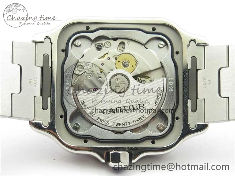 Thermal Santos de Cartier 40mm 2018 RXW 1:1 Best Edition Blue Dial on SS SmartLinks Bracelet MIYOTA 6104