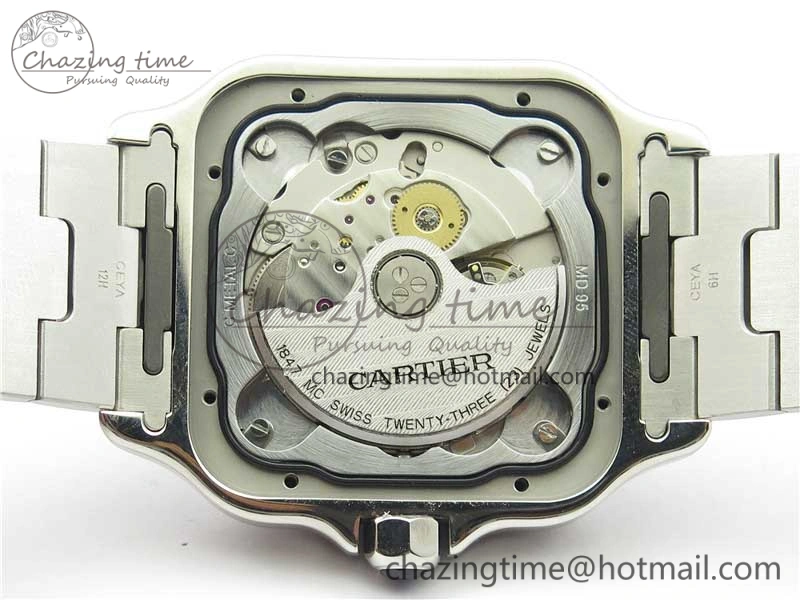 Thermal Santos de Cartier 40mm 2018 RXW 1:1 Best Edition Blue Dial on SS SmartLinks Bracelet MIYOTA 6104