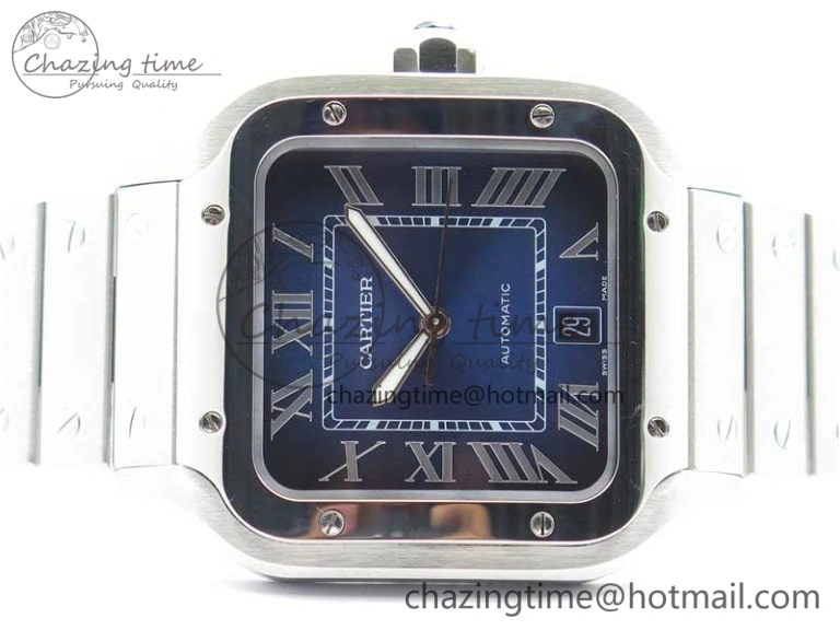 Thermal Santos de Cartier 40mm 2018 RXW 1:1 Best Edition Blue Dial on SS SmartLinks Bracelet MIYOTA 6104