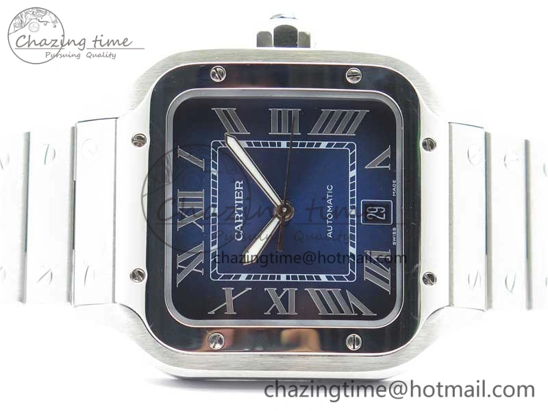 Thermal Santos de Cartier 40mm 2018 RXW 1:1 Best Edition Blue Dial on SS SmartLinks Bracelet MIYOTA 6104