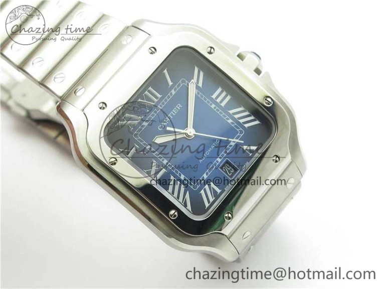 Thermal Santos de Cartier 40mm 2018 RXW 1:1 Best Edition Blue Dial on SS SmartLinks Bracelet MIYOTA 6104