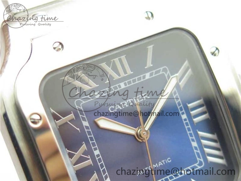 Thermal Santos de Cartier 40mm 2018 RXW 1:1 Best Edition Blue Dial on SS SmartLinks Bracelet MIYOTA 6104