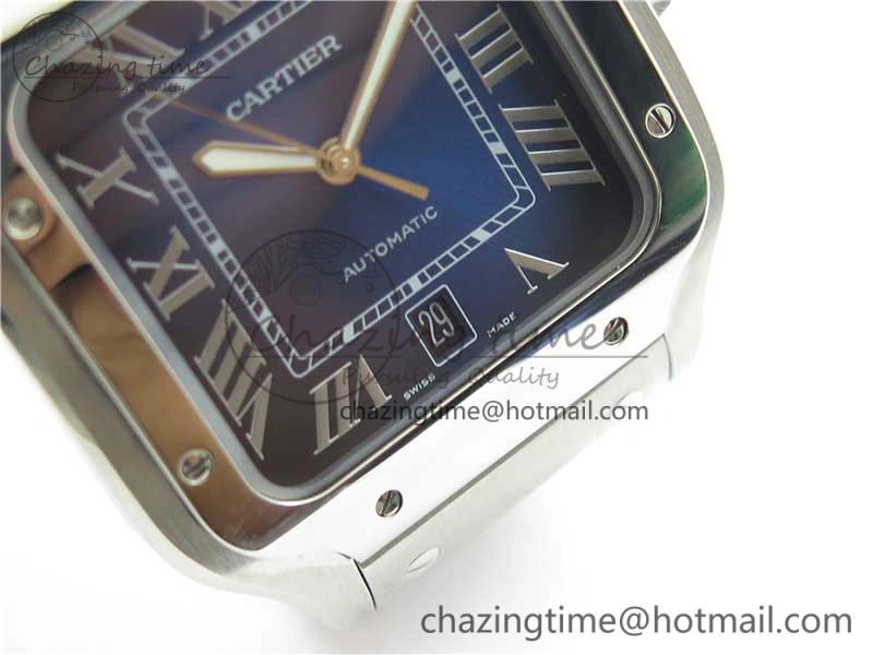 Thermal Santos de Cartier 40mm 2018 RXW 1:1 Best Edition Blue Dial on SS SmartLinks Bracelet MIYOTA 6104