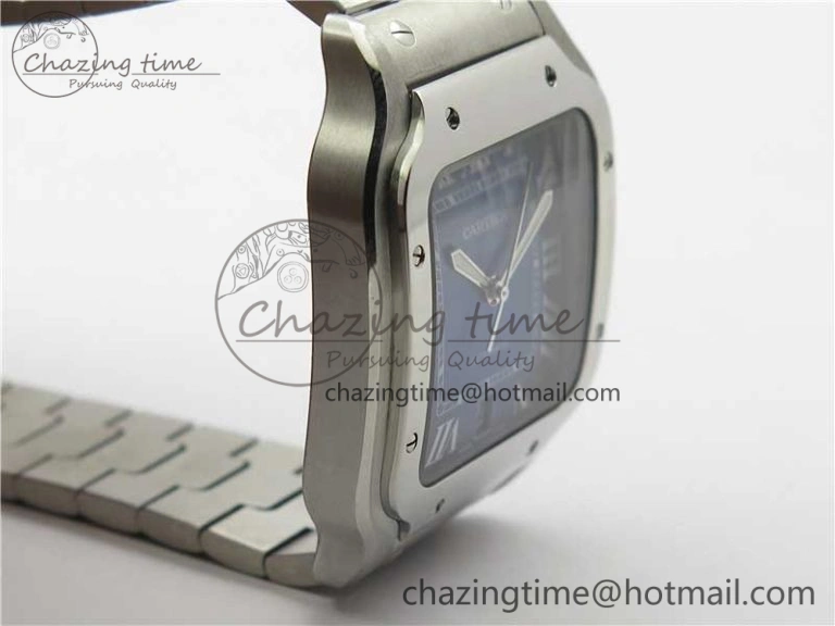 Thermal Santos de Cartier 40mm 2018 RXW 1:1 Best Edition Blue Dial on SS SmartLinks Bracelet MIYOTA 6104