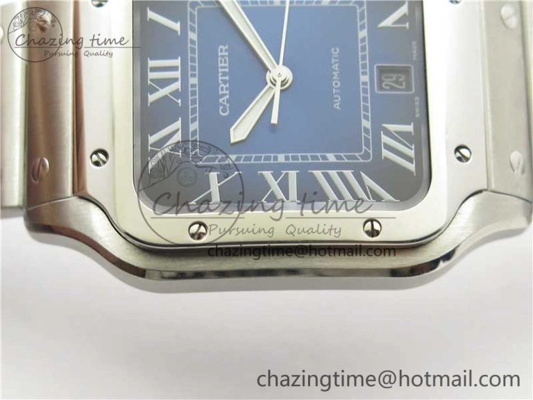 Thermal Santos de Cartier 40mm 2018 RXW 1:1 Best Edition Blue Dial on SS SmartLinks Bracelet MIYOTA 6104