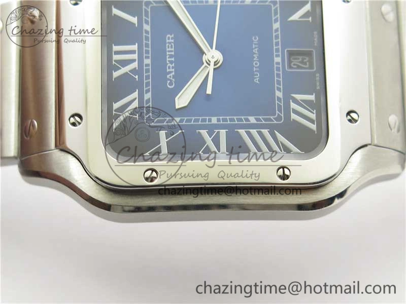 Thermal Santos de Cartier 40mm 2018 RXW 1:1 Best Edition Blue Dial on SS SmartLinks Bracelet MIYOTA 6104