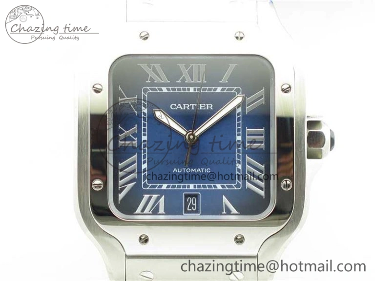 Thermal Santos de Cartier 40mm 2018 RXW 1:1 Best Edition Blue Dial on SS SmartLinks Bracelet MIYOTA 6104