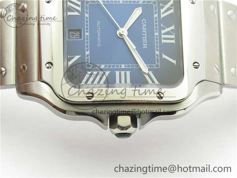 Thermal Santos de Cartier 40mm 2018 RXW 1:1 Best Edition Blue Dial on SS SmartLinks Bracelet MIYOTA 6104