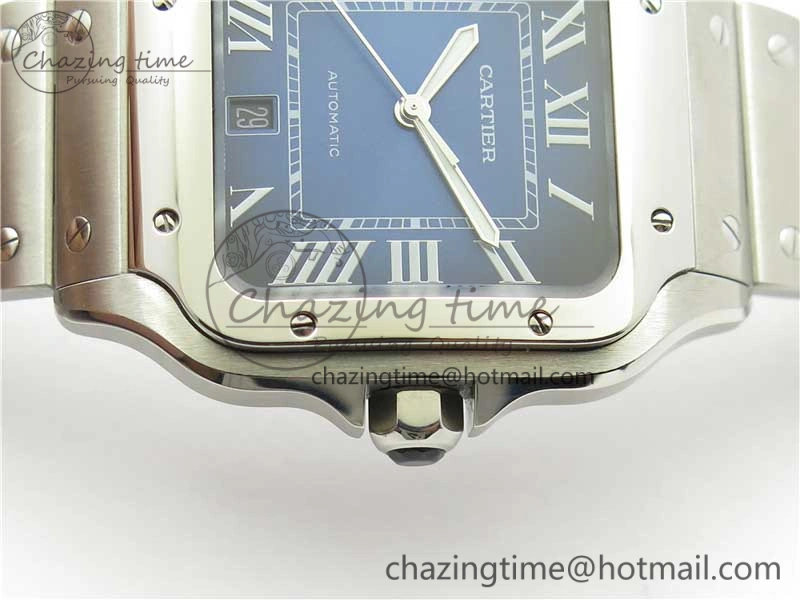 Thermal Santos de Cartier 40mm 2018 RXW 1:1 Best Edition Blue Dial on SS SmartLinks Bracelet MIYOTA 6104