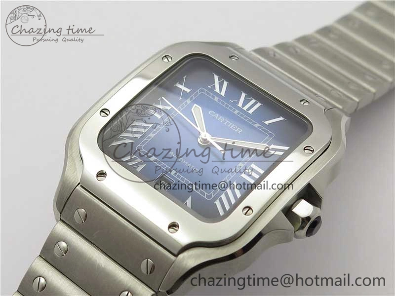 Thermal Santos de Cartier 40mm 2018 RXW 1:1 Best Edition Blue Dial on SS SmartLinks Bracelet MIYOTA 6104