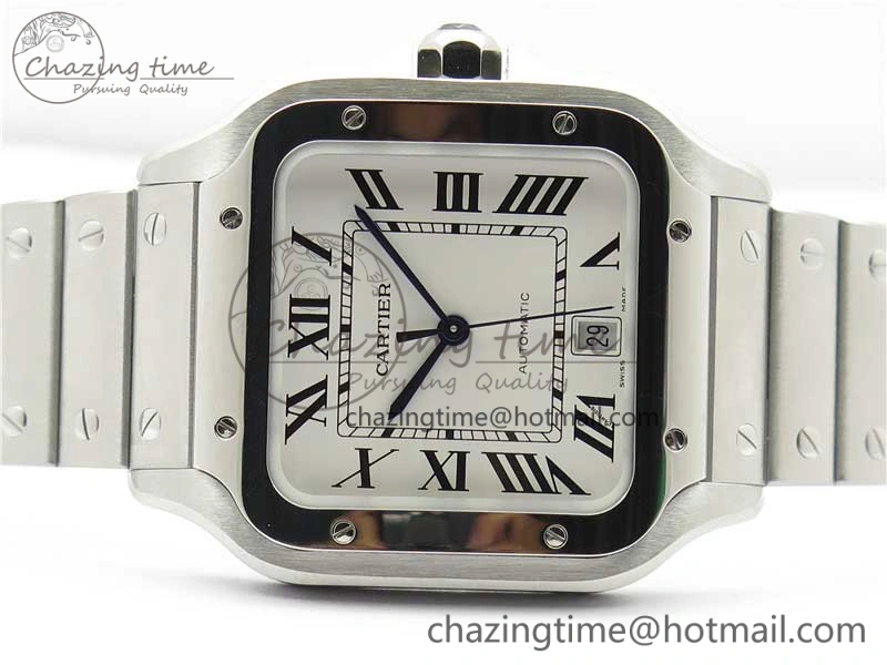 Santos de Cartier 40mm 2018 RXW 1:1 Best Edition White Dial on SS SmartLinks Bracelet MIYOTA SoftTouch 6108