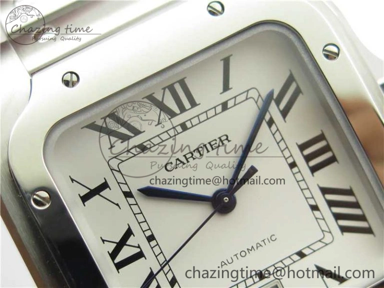 Santos de Cartier 40mm 2018 RXW 1:1 Best Edition White Dial on SS SmartLinks Bracelet MIYOTA SoftTouch 6108