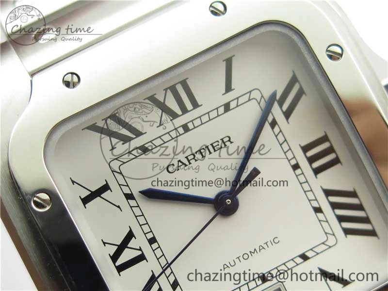 Santos de Cartier 40mm 2018 RXW 1:1 Best Edition White Dial on SS SmartLinks Bracelet MIYOTA SoftTouch 6108