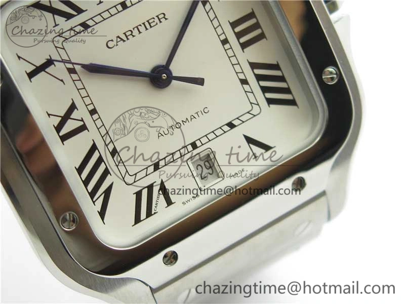 Santos de Cartier 40mm 2018 RXW 1:1 Best Edition White Dial on SS SmartLinks Bracelet MIYOTA SoftTouch 6108