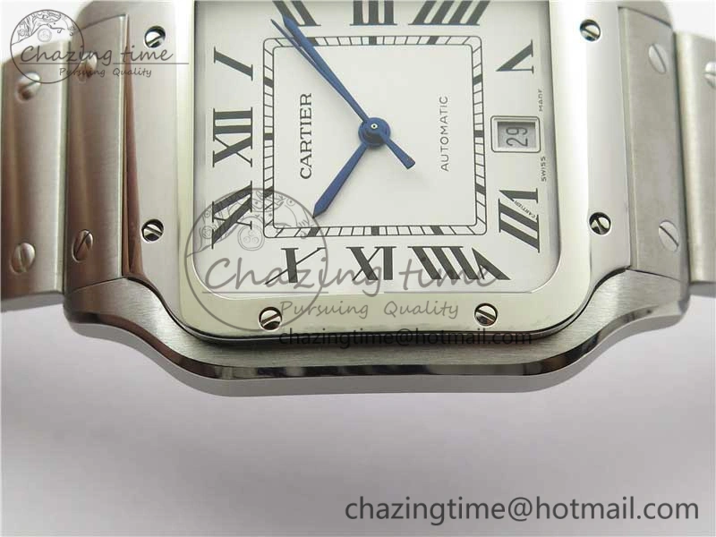 Santos de Cartier 40mm 2018 RXW 1:1 Best Edition White Dial on SS SmartLinks Bracelet MIYOTA SoftTouch 6108