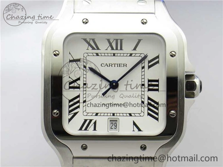 Santos de Cartier 40mm 2018 RXW 1:1 Best Edition White Dial on SS SmartLinks Bracelet MIYOTA SoftTouch 6108