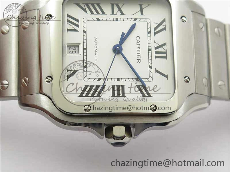 Santos de Cartier 40mm 2018 RXW 1:1 Best Edition White Dial on SS SmartLinks Bracelet MIYOTA SoftTouch 6108