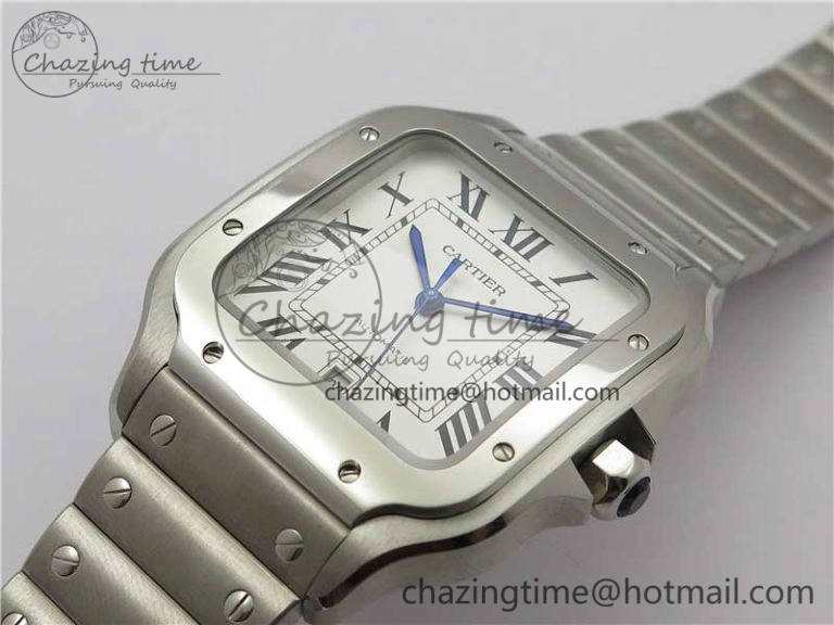 Santos de Cartier 40mm 2018 RXW 1:1 Best Edition White Dial on SS SmartLinks Bracelet MIYOTA SoftTouch 6108