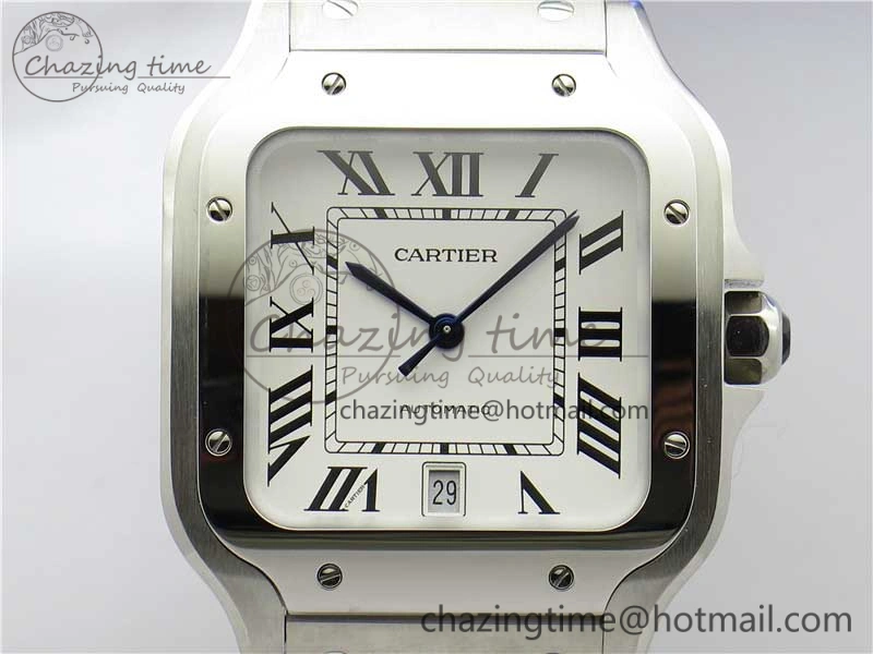 Santos de Cartier 40mm 2018 RXW 1:1 Best Edition White Dial on SS SmartLinks Bracelet MIYOTA SoftTouch 6108