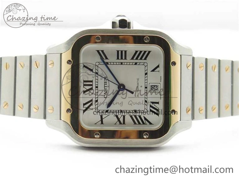Unisex Santos de Cartier 40mm 2018 SS RG RXW 1:1 Best Edition White Dial on SS RG SmartLinks Bracelet MIYOTA 6105