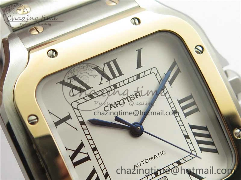 Unisex Santos de Cartier 40mm 2018 SS RG RXW 1:1 Best Edition White Dial on SS RG SmartLinks Bracelet MIYOTA 6105