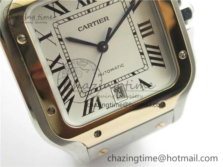 Unisex Santos de Cartier 40mm 2018 SS RG RXW 1:1 Best Edition White Dial on SS RG SmartLinks Bracelet MIYOTA 6105