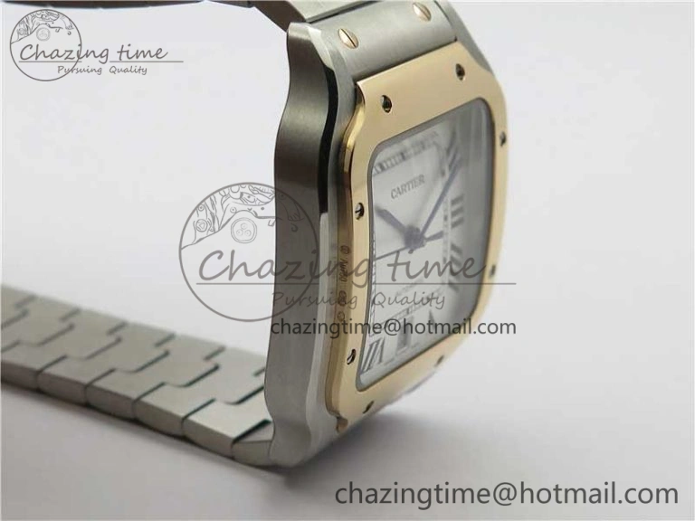 Unisex Santos de Cartier 40mm 2018 SS RG RXW 1:1 Best Edition White Dial on SS RG SmartLinks Bracelet MIYOTA 6105