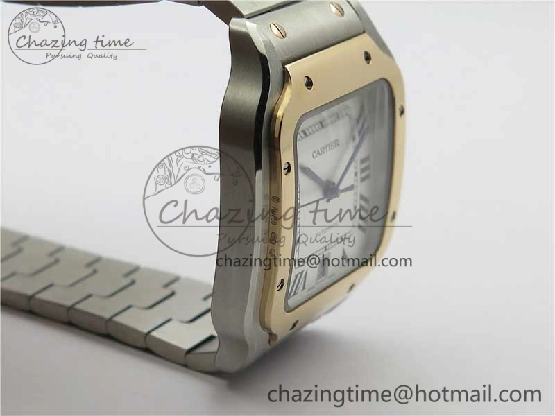 Unisex Santos de Cartier 40mm 2018 SS RG RXW 1:1 Best Edition White Dial on SS RG SmartLinks Bracelet MIYOTA 6105