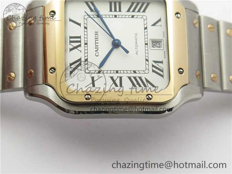 Unisex Santos de Cartier 40mm 2018 SS RG RXW 1:1 Best Edition White Dial on SS RG SmartLinks Bracelet MIYOTA 6105