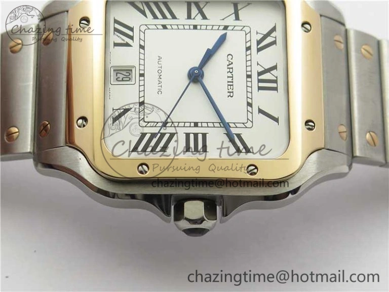 Unisex Santos de Cartier 40mm 2018 SS RG RXW 1:1 Best Edition White Dial on SS RG SmartLinks Bracelet MIYOTA 6105