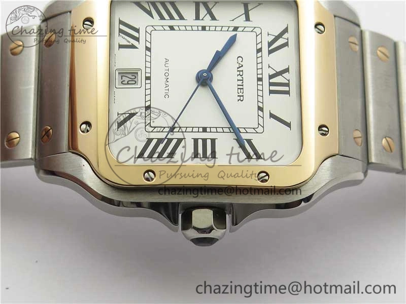 Unisex Santos de Cartier 40mm 2018 SS RG RXW 1:1 Best Edition White Dial on SS RG SmartLinks Bracelet MIYOTA 6105