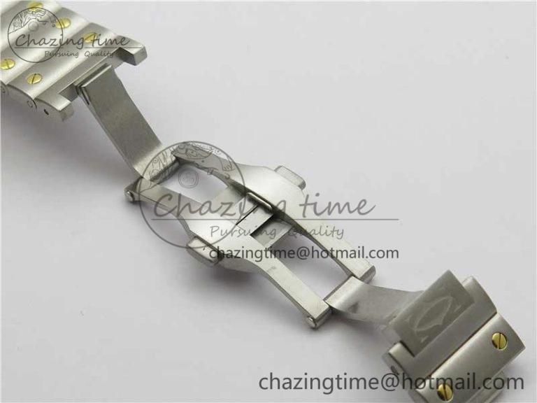 MultiPurpose Santos de Cartier 40mm 2018 SS YG RXW 1:1 Best Edition White Dial on SS YG SmartLinks Bracelet MIYOTA 6103