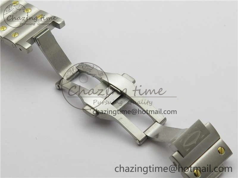 MultiPurpose Santos de Cartier 40mm 2018 SS YG RXW 1:1 Best Edition White Dial on SS YG SmartLinks Bracelet MIYOTA 6103