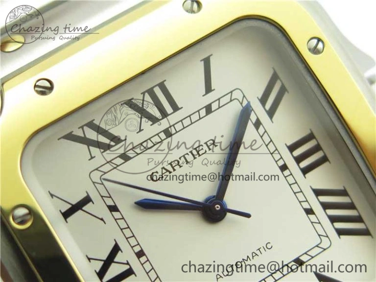 MultiPurpose Santos de Cartier 40mm 2018 SS YG RXW 1:1 Best Edition White Dial on SS YG SmartLinks Bracelet MIYOTA 6103