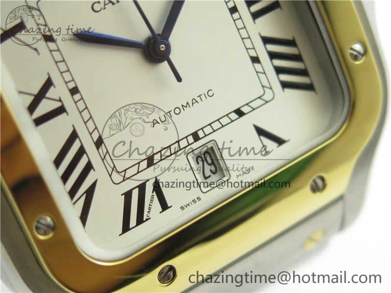 MultiPurpose Santos de Cartier 40mm 2018 SS YG RXW 1:1 Best Edition White Dial on SS YG SmartLinks Bracelet MIYOTA 6103