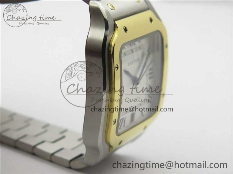 MultiPurpose Santos de Cartier 40mm 2018 SS YG RXW 1:1 Best Edition White Dial on SS YG SmartLinks Bracelet MIYOTA 6103