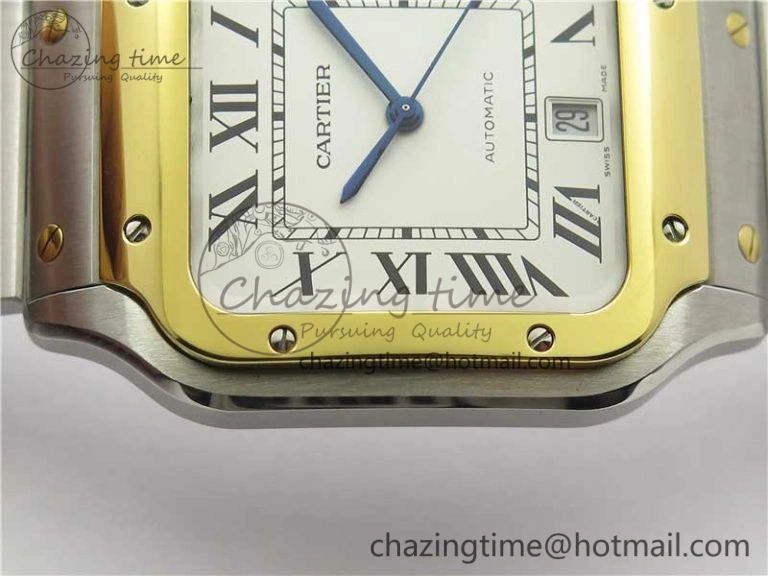 MultiPurpose Santos de Cartier 40mm 2018 SS YG RXW 1:1 Best Edition White Dial on SS YG SmartLinks Bracelet MIYOTA 6103