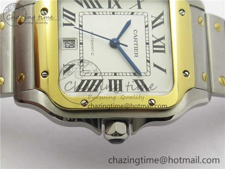 MultiPurpose Santos de Cartier 40mm 2018 SS YG RXW 1:1 Best Edition White Dial on SS YG SmartLinks Bracelet MIYOTA 6103